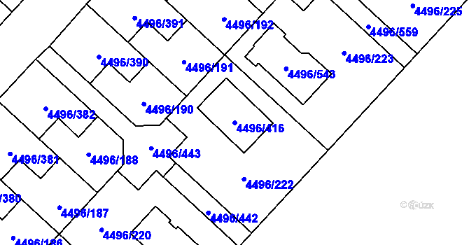 Parcela st. 4496/416 v KÚ Most II, Katastrální mapa