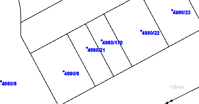 Parcela st. 4980/21 v KÚ Most II, Katastrální mapa