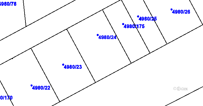 Parcela st. 4980/24 v KÚ Most II, Katastrální mapa