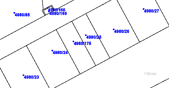 Parcela st. 4980/25 v KÚ Most II, Katastrální mapa