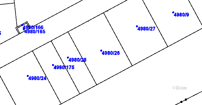Parcela st. 4980/26 v KÚ Most II, Katastrální mapa