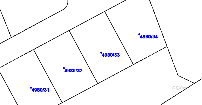Parcela st. 4980/33 v KÚ Most II, Katastrální mapa