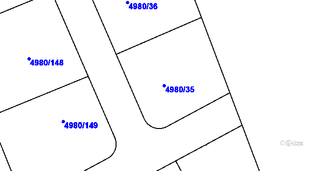 Parcela st. 4980/35 v KÚ Most II, Katastrální mapa