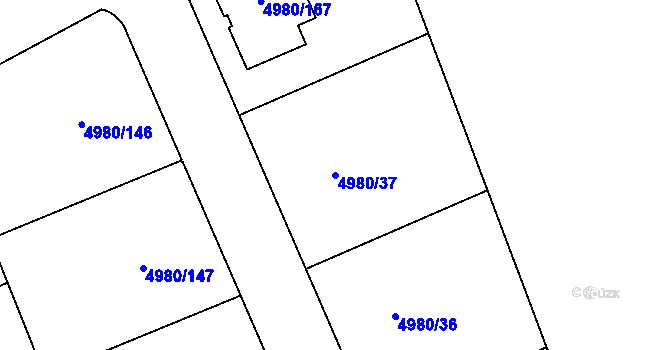 Parcela st. 4980/37 v KÚ Most II, Katastrální mapa