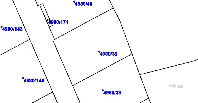 Parcela st. 4980/39 v KÚ Most II, Katastrální mapa