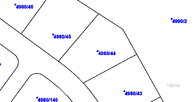 Parcela st. 4980/44 v KÚ Most II, Katastrální mapa