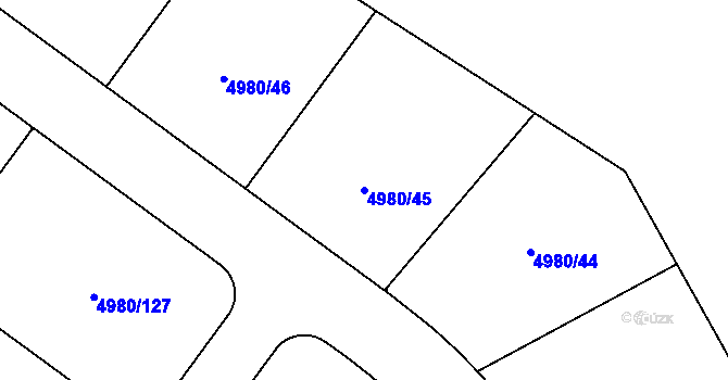 Parcela st. 4980/45 v KÚ Most II, Katastrální mapa