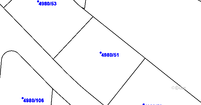 Parcela st. 4980/51 v KÚ Most II, Katastrální mapa