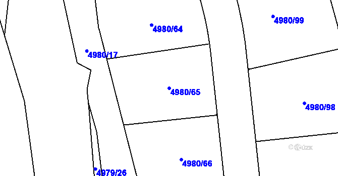 Parcela st. 4980/65 v KÚ Most II, Katastrální mapa