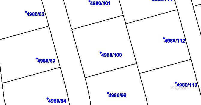 Parcela st. 4980/100 v KÚ Most II, Katastrální mapa