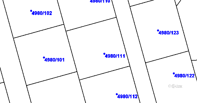 Parcela st. 4980/111 v KÚ Most II, Katastrální mapa
