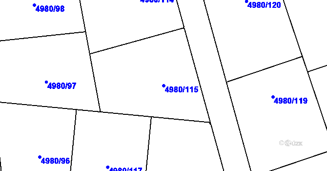 Parcela st. 4980/115 v KÚ Most II, Katastrální mapa