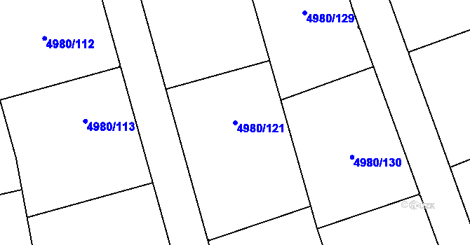Parcela st. 4980/121 v KÚ Most II, Katastrální mapa