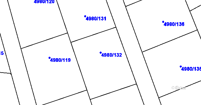 Parcela st. 4980/132 v KÚ Most II, Katastrální mapa
