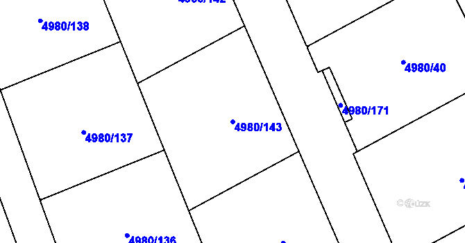 Parcela st. 4980/143 v KÚ Most II, Katastrální mapa