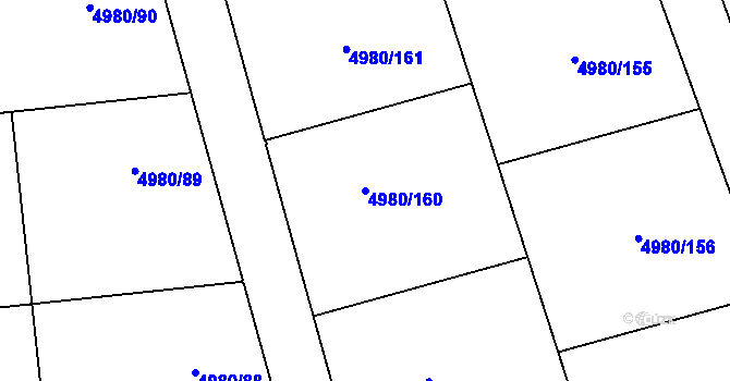 Parcela st. 4980/160 v KÚ Most II, Katastrální mapa