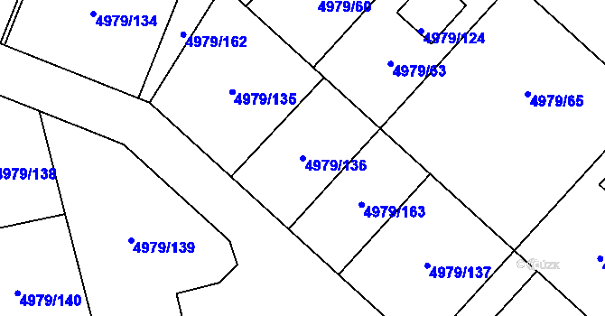 Parcela st. 4979/136 v KÚ Most II, Katastrální mapa