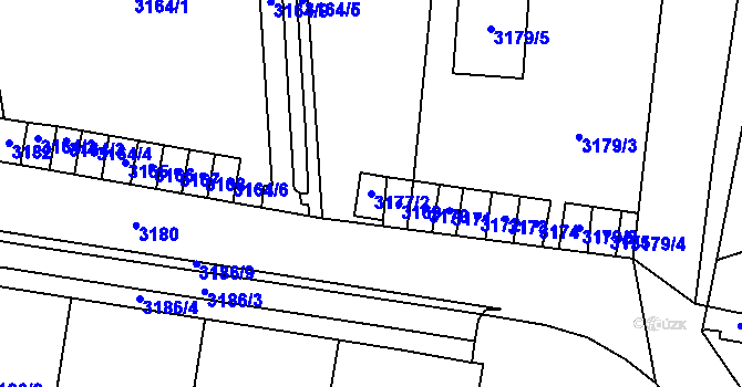 Parcela st. 3177/2 v KÚ Most II, Katastrální mapa