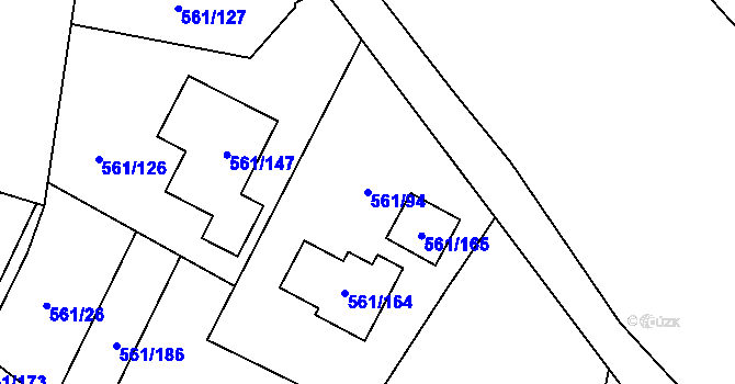 Parcela st. 561/94 v KÚ Most II, Katastrální mapa