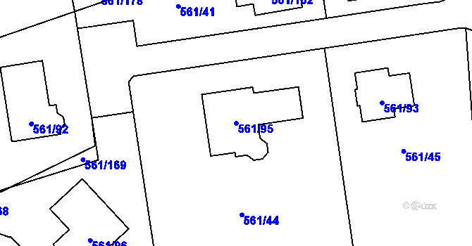 Parcela st. 561/95 v KÚ Most II, Katastrální mapa