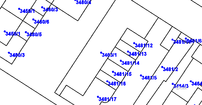 Parcela st. 3463/1 v KÚ Most II, Katastrální mapa