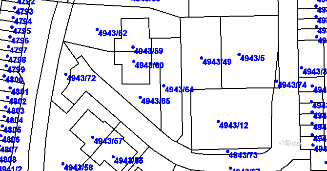 Parcela st. 4943/64 v KÚ Most II, Katastrální mapa