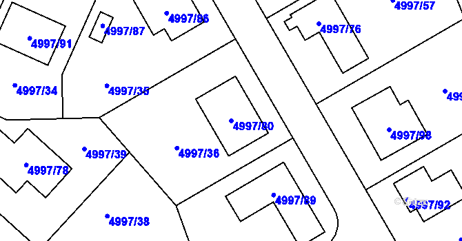 Parcela st. 4997/80 v KÚ Most II, Katastrální mapa