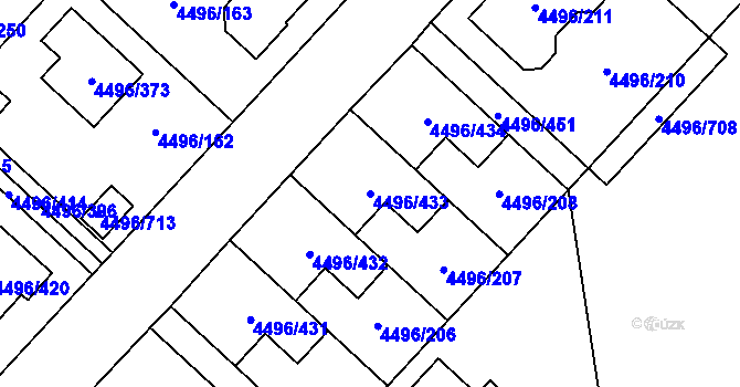 Parcela st. 4496/433 v KÚ Most II, Katastrální mapa