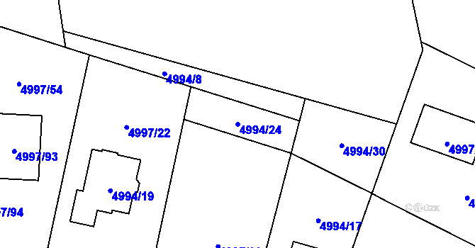 Parcela st. 4994/24 v KÚ Most II, Katastrální mapa