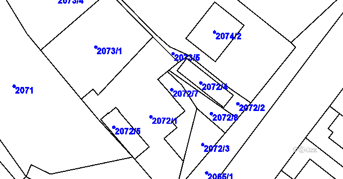 Parcela st. 2072/7 v KÚ Most II, Katastrální mapa