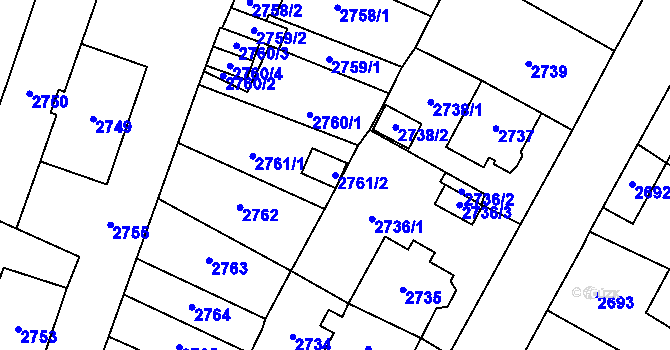 Parcela st. 2761/2 v KÚ Most II, Katastrální mapa