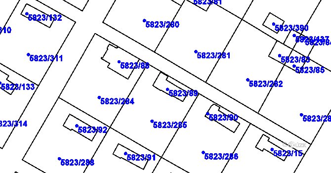 Parcela st. 5823/89 v KÚ Most II, Katastrální mapa