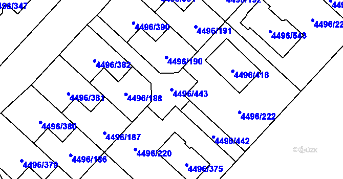 Parcela st. 4496/443 v KÚ Most II, Katastrální mapa