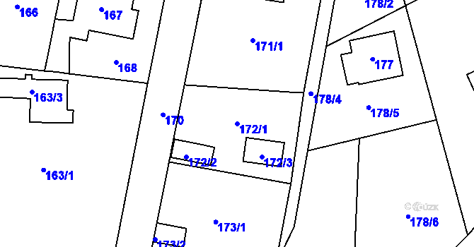 Parcela st. 172/1 v KÚ Most II, Katastrální mapa