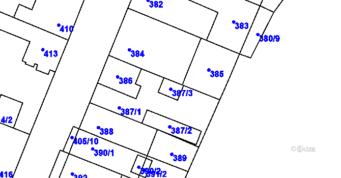 Parcela st. 387/3 v KÚ Most II, Katastrální mapa