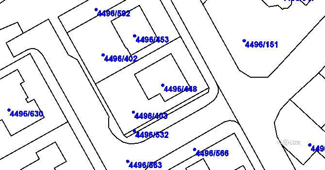 Parcela st. 4496/448 v KÚ Most II, Katastrální mapa