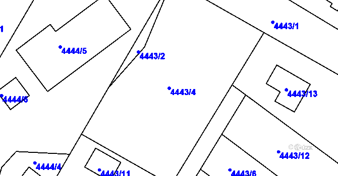 Parcela st. 4443/4 v KÚ Most II, Katastrální mapa