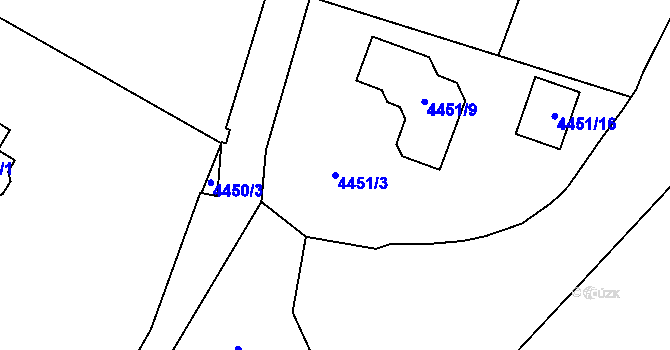 Parcela st. 4451/3 v KÚ Most II, Katastrální mapa