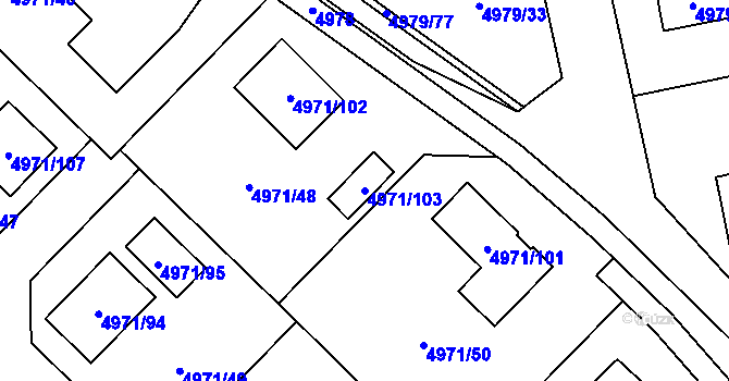 Parcela st. 4971/103 v KÚ Most II, Katastrální mapa