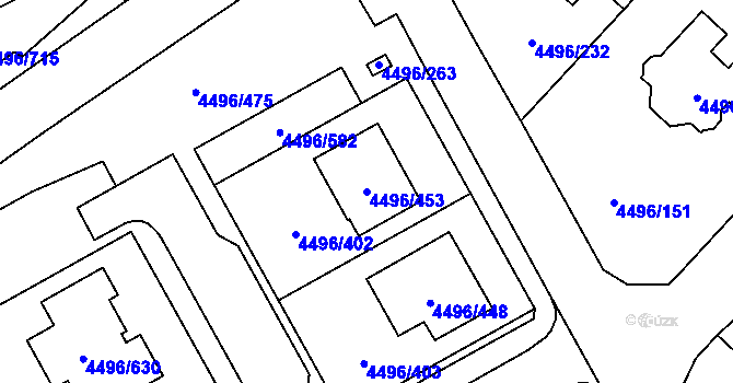 Parcela st. 4496/453 v KÚ Most II, Katastrální mapa