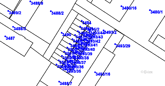 Parcela st. 3493/41 v KÚ Most II, Katastrální mapa
