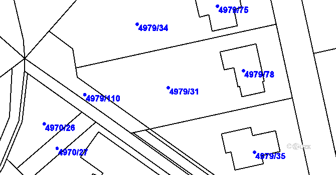 Parcela st. 4979/31 v KÚ Most II, Katastrální mapa
