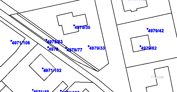Parcela st. 4979/33 v KÚ Most II, Katastrální mapa