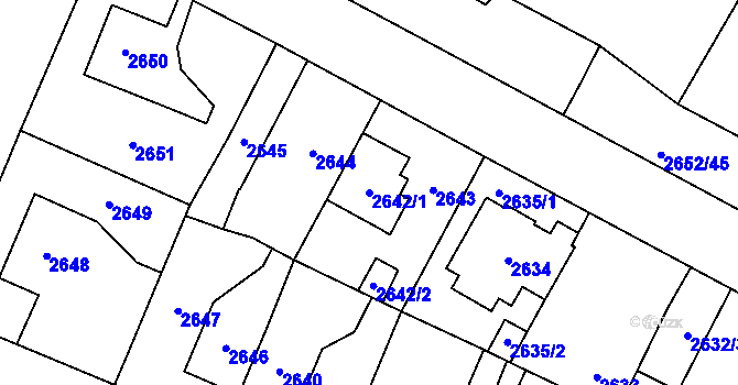 Parcela st. 2642/1 v KÚ Most II, Katastrální mapa