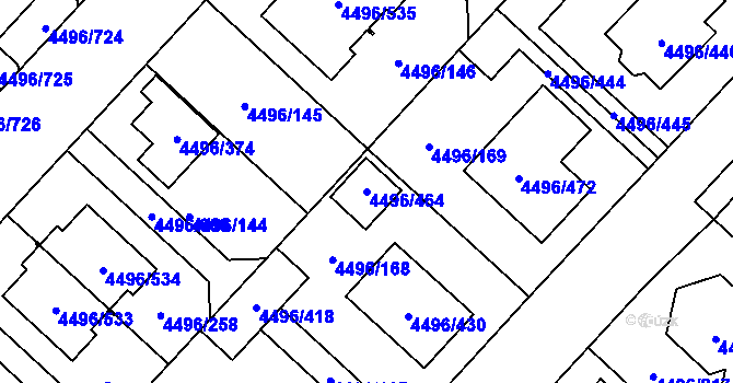 Parcela st. 4496/464 v KÚ Most II, Katastrální mapa
