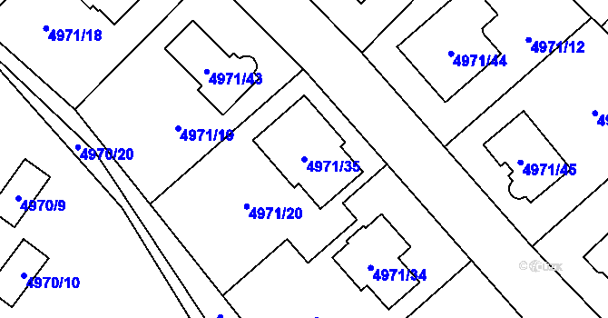 Parcela st. 4971/35 v KÚ Most II, Katastrální mapa