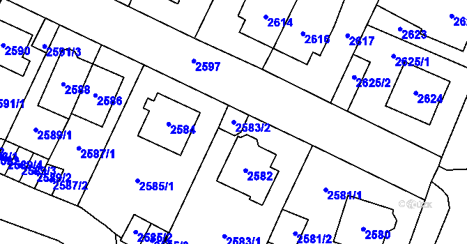 Parcela st. 2583/2 v KÚ Most II, Katastrální mapa
