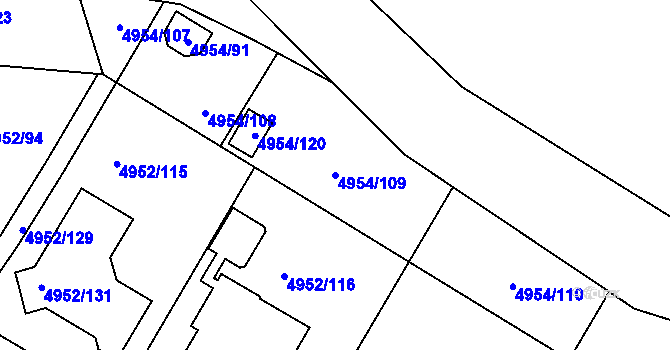 Parcela st. 4954/109 v KÚ Most II, Katastrální mapa
