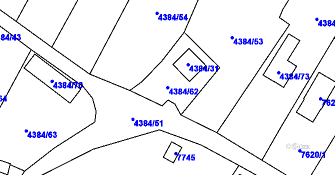 Parcela st. 4384/62 v KÚ Most II, Katastrální mapa