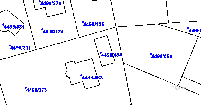 Parcela st. 4496/484 v KÚ Most II, Katastrální mapa